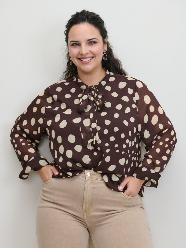 BLUSA LAZO ESTAMPADA Marron