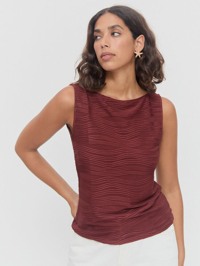 TOP CUELLO BARCA ROJO MARTE