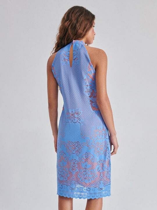 VESTIDO ENCAJE CONTRASTE Cobalto image number null