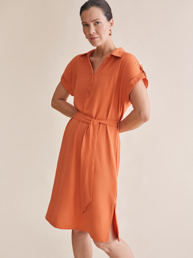 Vestido camisero Naranja quemado