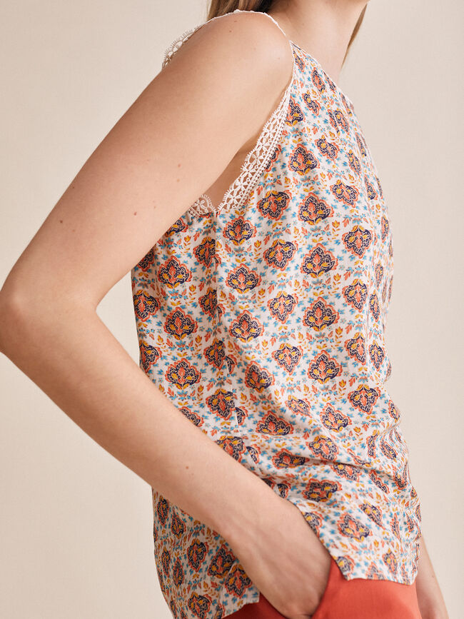 Blusa detalle crochet Estampado 1