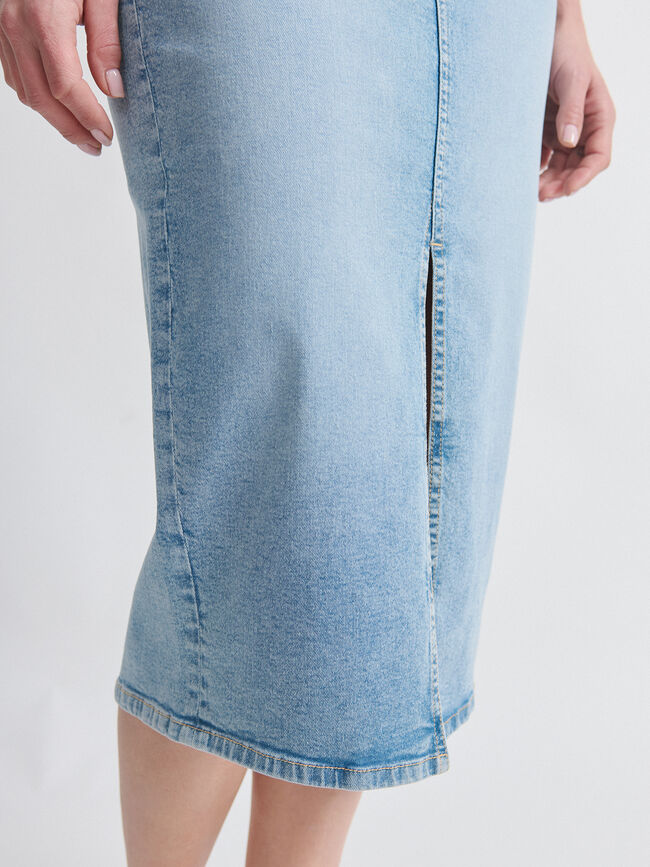 FALDA VAQUERA MIDI Mid blue