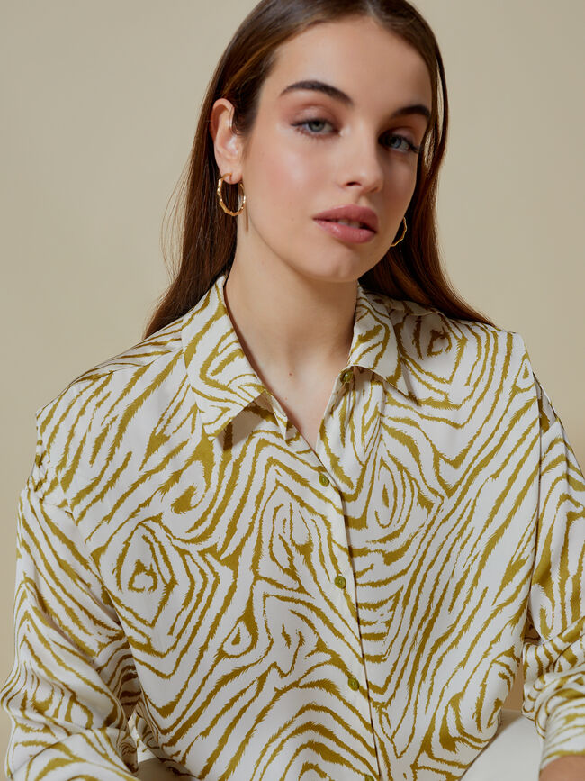Blusa satén estampado Crudo