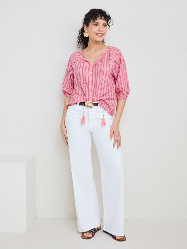 BLUSA BORDADOS RAYA Rosa Chicle