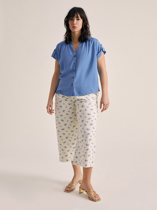 Blusa abotonada lino Azulon