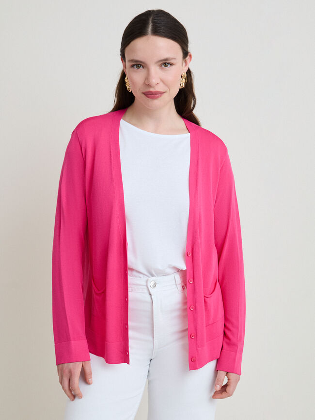 C&Aacute;RDIGAN CUELLO PICO Rosa