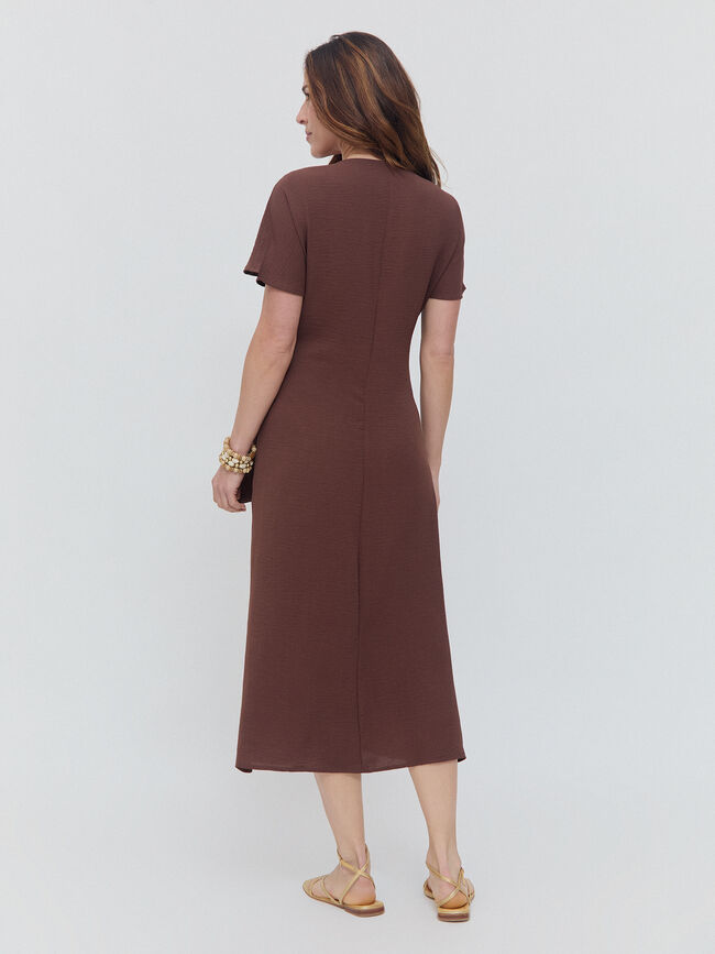 VESTIDO ANUDADO Marron Medio