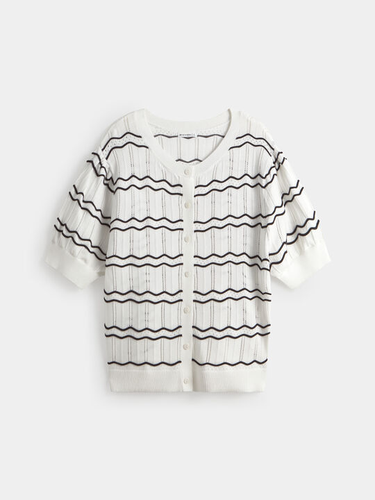 CARDIGAN ONDAS BICOLOR Blanco Optico image number null