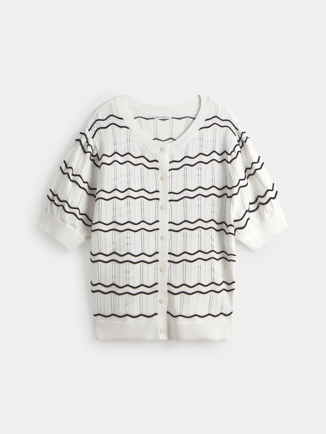 CARDIGAN ONDAS BICOLOR Blanco Optico
