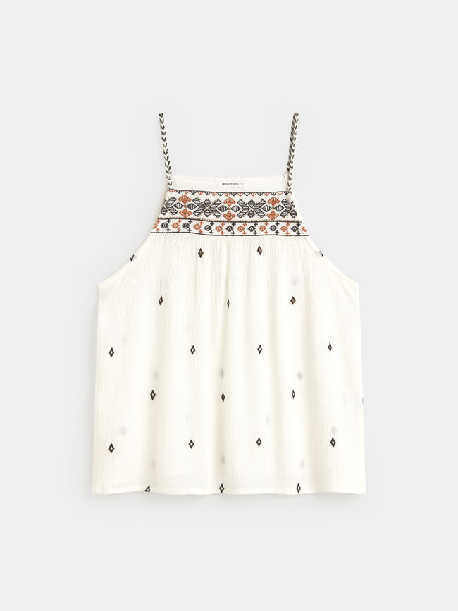 TOP DETALLE BORDADOS Crudo