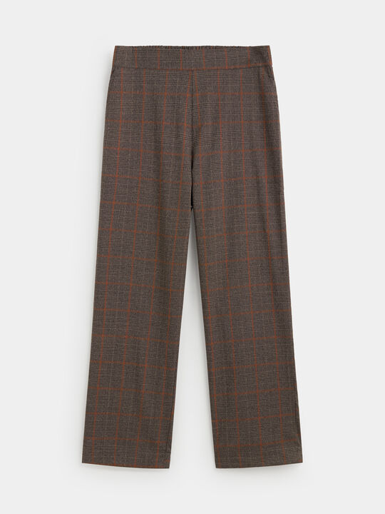 PANTAL&Oacute;N LARGO CUADROS Marron image number null