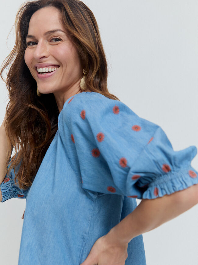 BLUSA BORDADA Mid blue