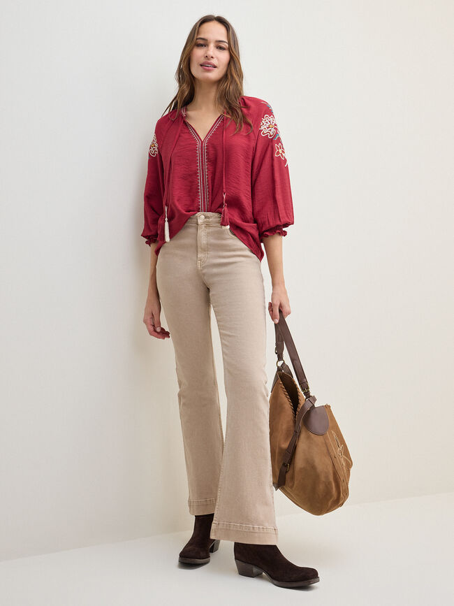 BLUSA MANGA GOMA Dark Cherry