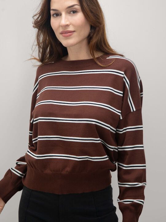 JERSEY RAYAS MARRON Chocolate image number null