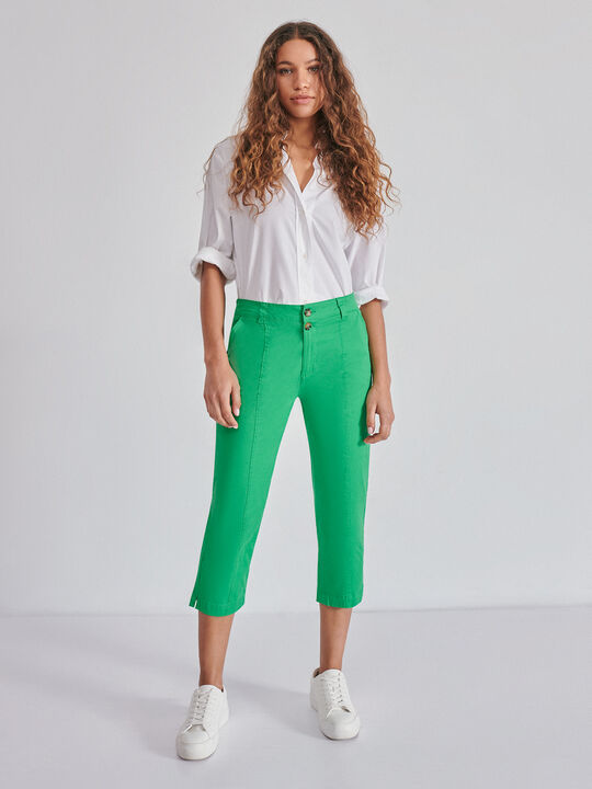 Pantalón chino capri Verde Brillante image number null
