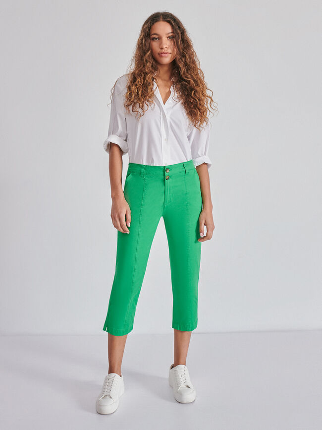 Pantalón chino capri Verde Brillante