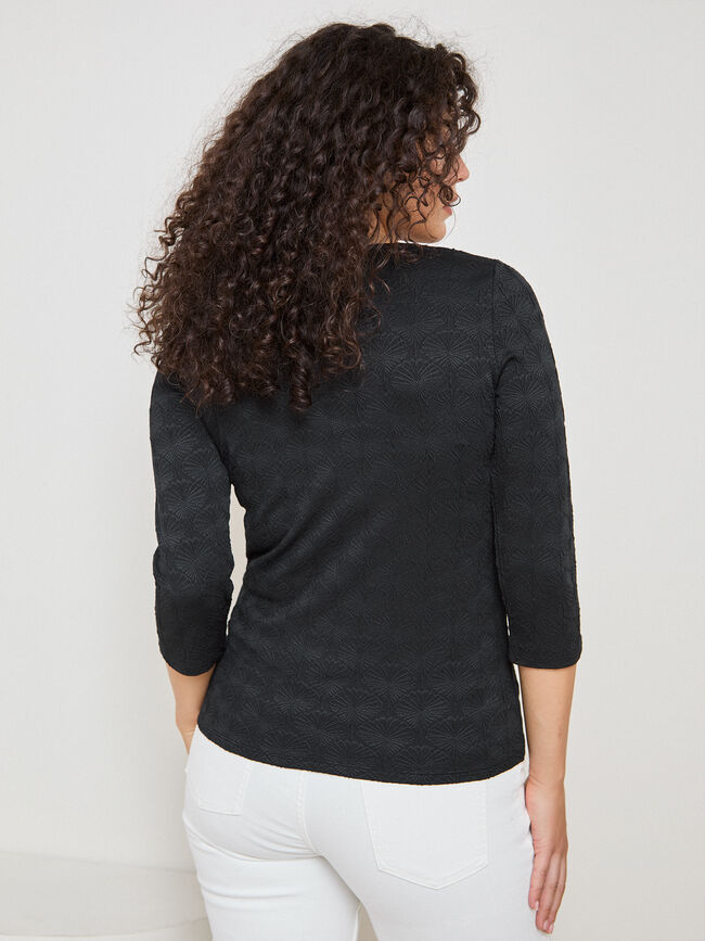 CAMISETA DETALLE TEJIDO Negro