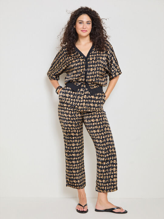 PANTAL&Oacute;N ESTAMPADO CONJUNTO Negro image number null