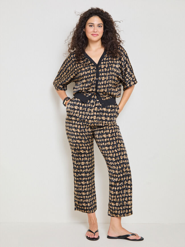 PANTAL&Oacute;N ESTAMPADO CONJUNTO Negro