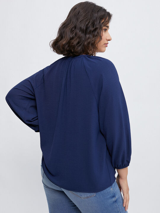 BLUSA MANGA ABULLONADA Azul Marino image number null
