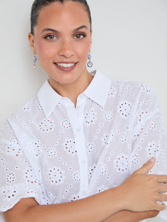 CAMISA BORDADA Blanco Optico image number null