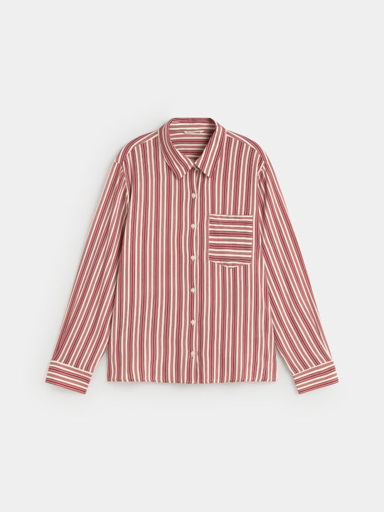 CAMISA VISCOSA ESTAMPADA Dark Cherry image number null