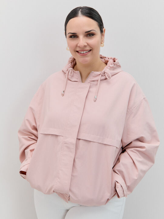 PARKA B&Aacute;SICA CAPUCHA Rosa Colorete image number null