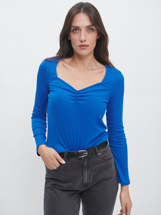 CAMISETA CANALÉ FRUNCIDO Azul Real image number null