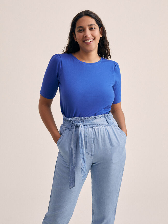 CAMISETA FRUNCIDO EN HOMBRO Azul Real