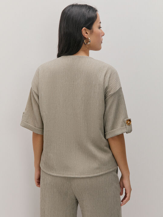 CAMISA DETALLE BOTON Beige image number null