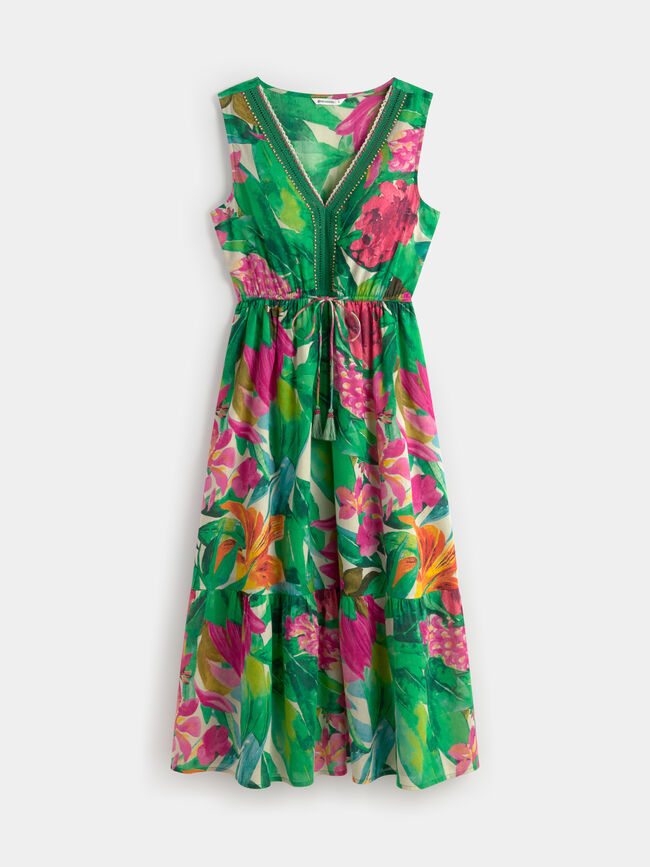 VESTIDO LARGO ESTAMPADO Verde