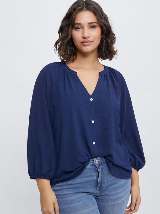 BLUSA MANGA ABULLONADA Azul Marino image number null