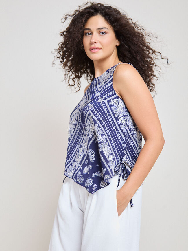 TOP ASIMETRICO LAZOS Azul Marino