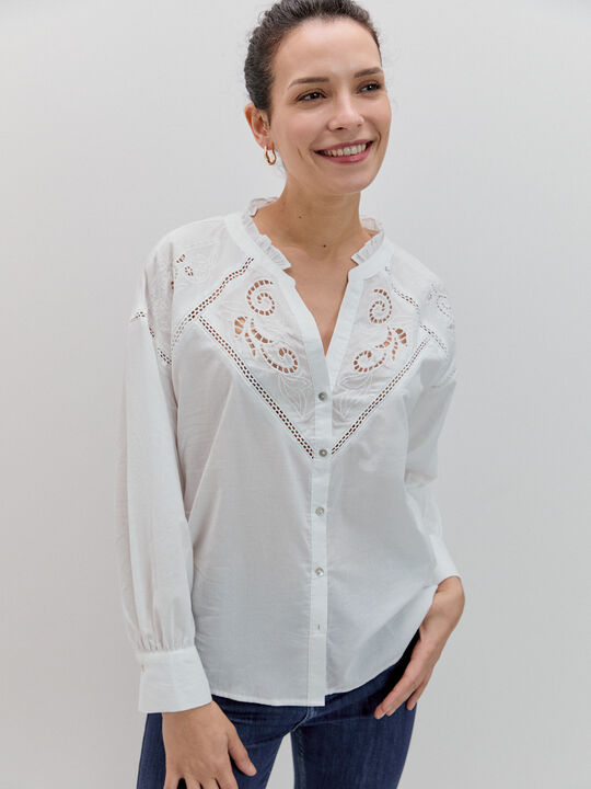 CAMISA ROMANTICA BORDADOS Blanco Optico image number null