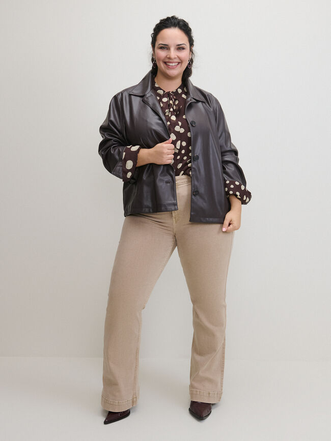 CHAQUETA POLIPIEL BOLSILLOS Marron Oscuro