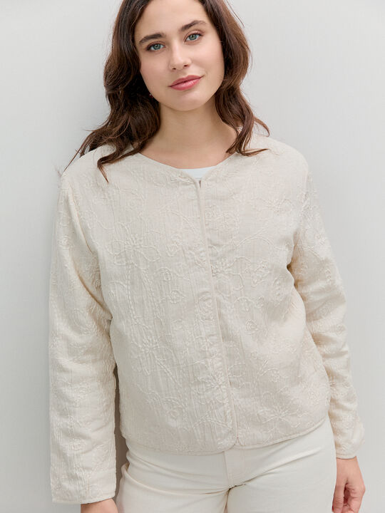 CHAQUETA BORDADO FLOR Beige image number null