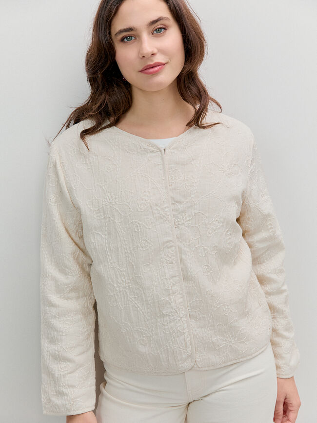 CHAQUETA BORDADO FLOR Beige