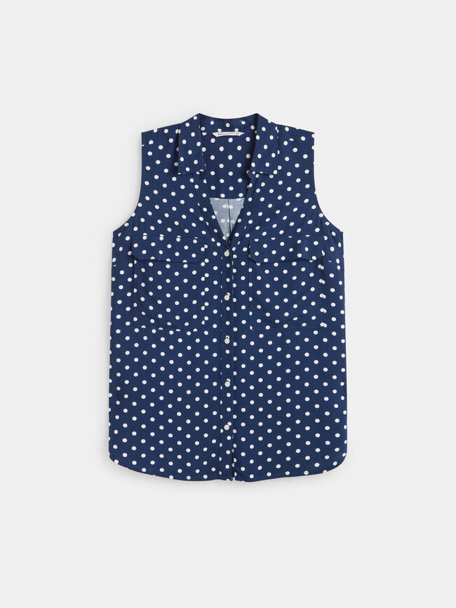 Blusa sin mangas marino claro