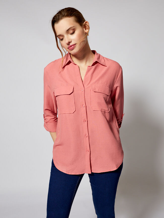 Camisa con bolsillos Rosa Medio