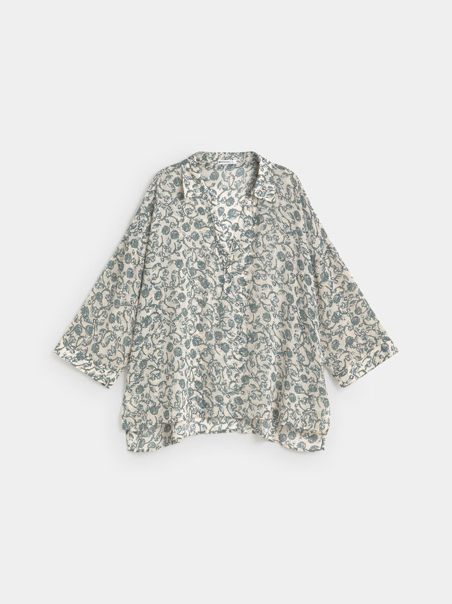 camisa manga volumen Dusty Blue