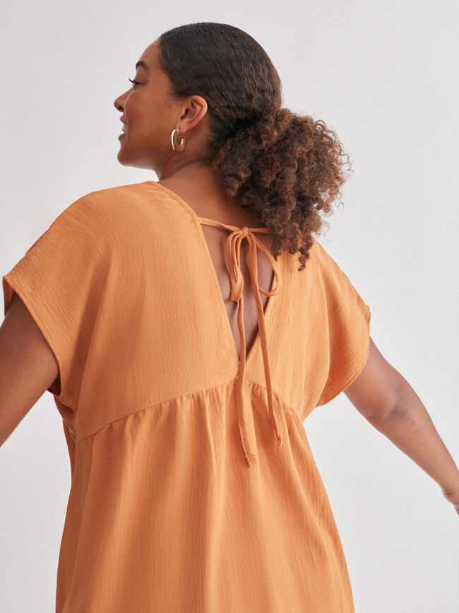 Blusa puntilla en escote Naranja quemado