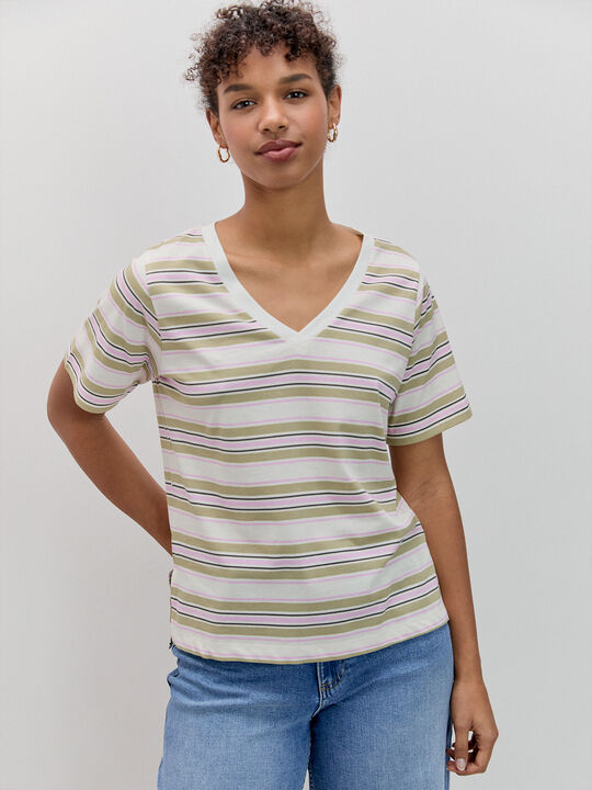 CAMISETA CUELLO PICO Rayas 1 image number null