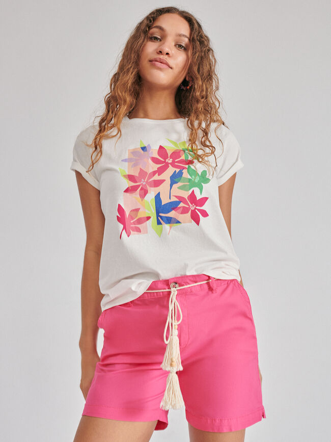 Short algodón borlas Rosa Magenta
