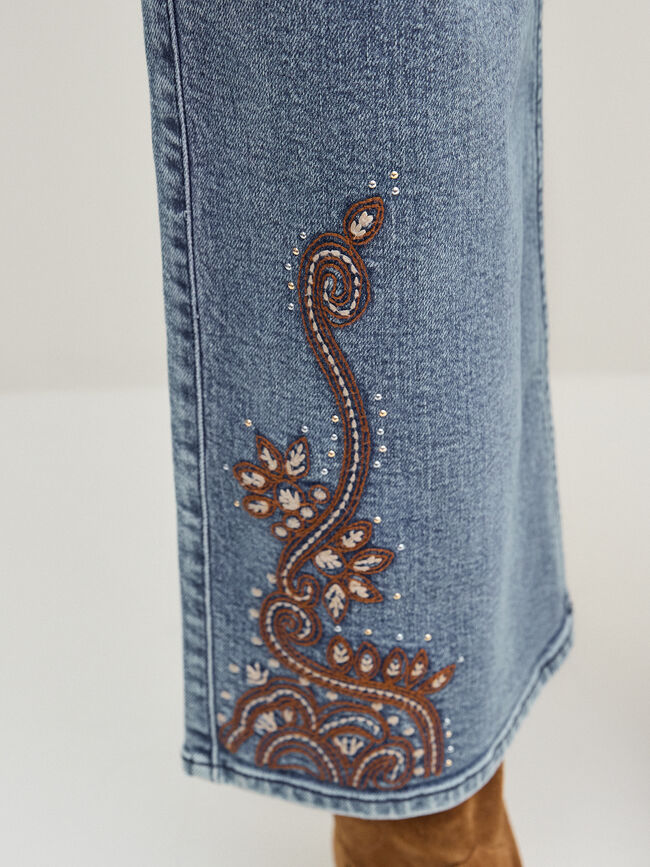 VAQUERO RECTO BORDADO Mid blue