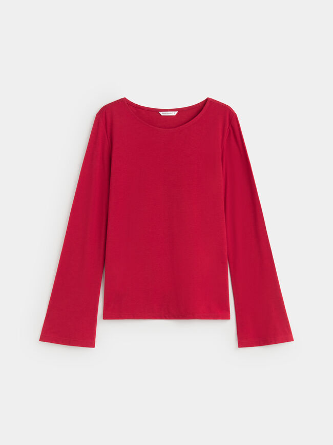 CAMISETA MANGA ACAMPANADA Rojo Cereza