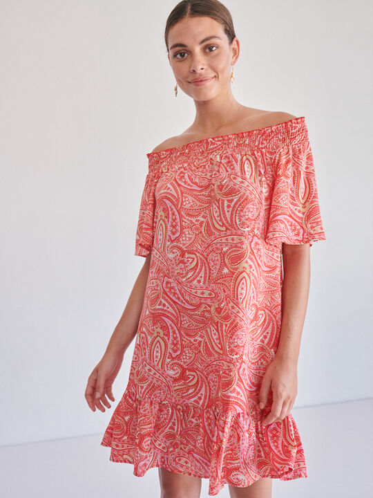 Vestido estampado paisley naranja tangy image number null