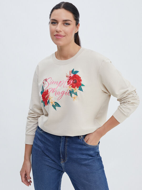 SUDADERA BORDADO ALGODÓN Piedra image number null