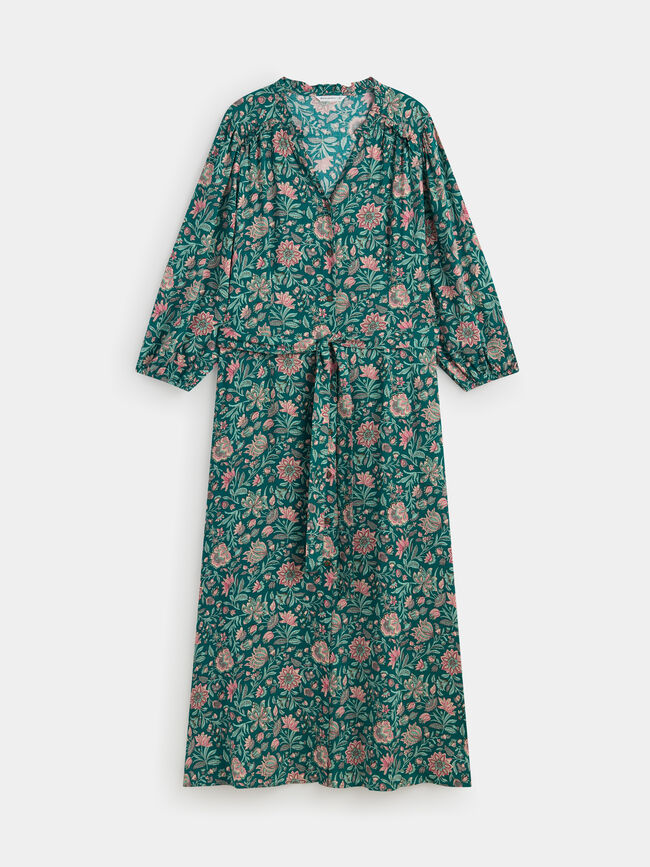 Vestido midi camisero estampado Vintage Blue