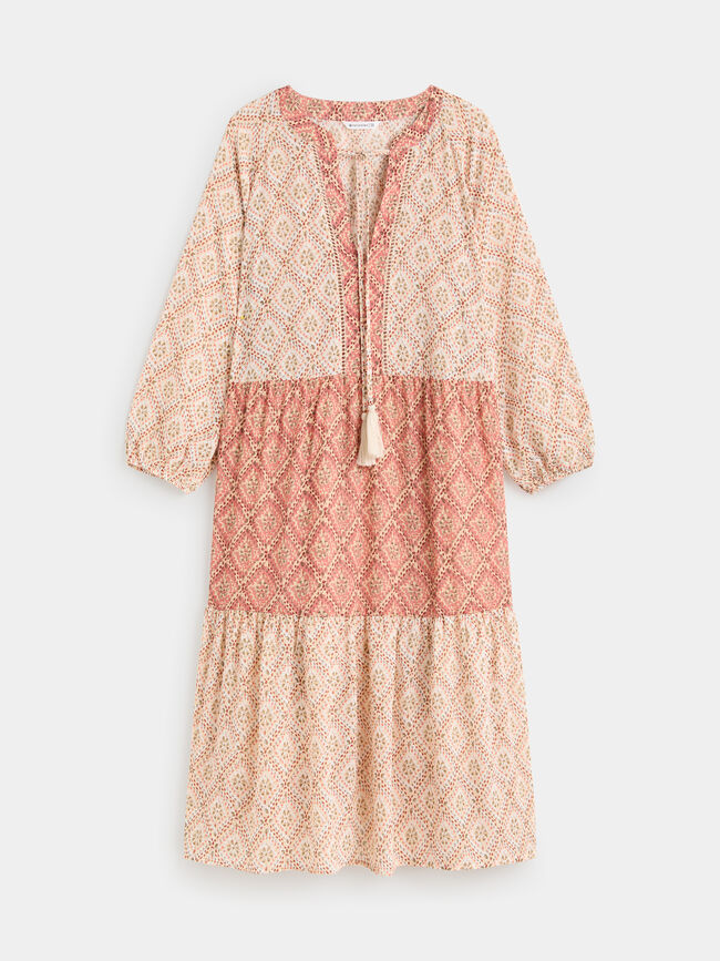 VESTIDO GASA ESTAMPADO Crudo