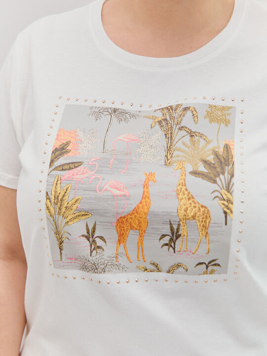 CAMISETA SAFARI BRILLANTE Blanco Hueso image number null